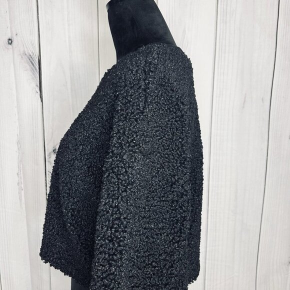 Wild Fable Black Sz S Cropped Sweater Solid Teddy Bear Fleece Sherpa - Picture 5 of 6